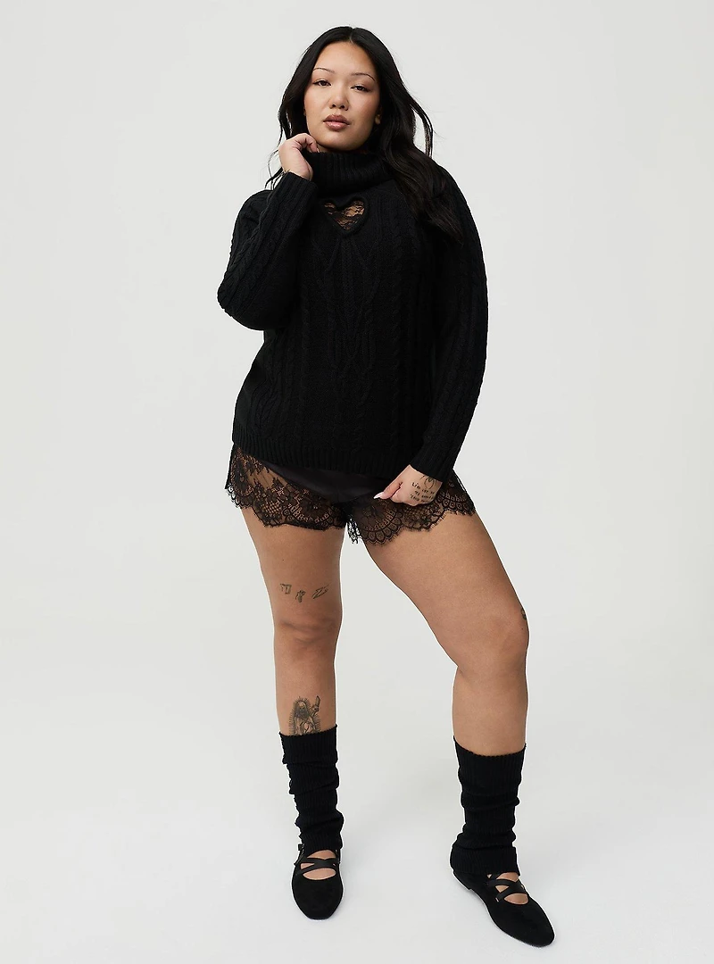 Heart Turtleneck Pullover Sweater