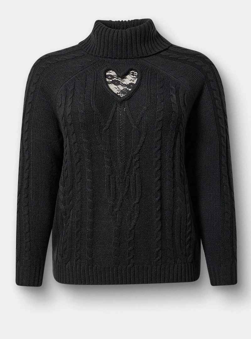 Heart Turtleneck Pullover Sweater