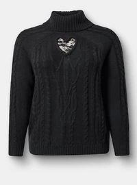 Heart Turtleneck Pullover Sweater