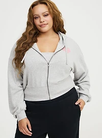 Cozy Fleece Fitted Waist Zip-Up Hoodie