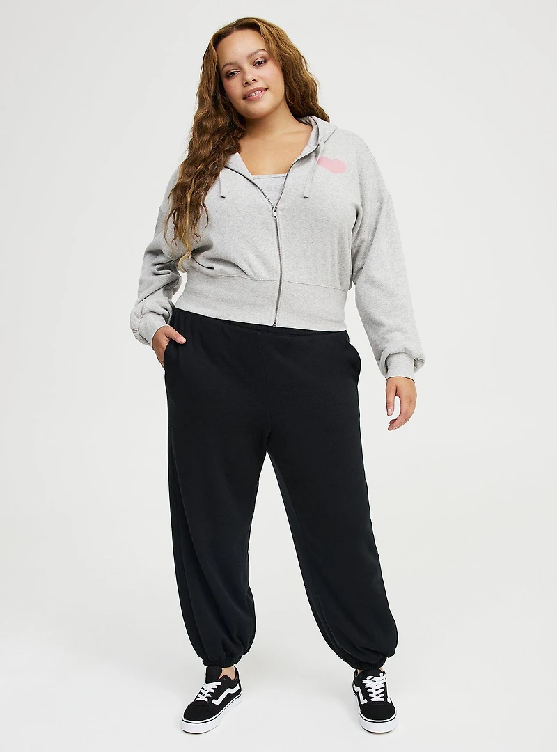 Cozy Fleece Fitted Waist Zip-Up Hoodie