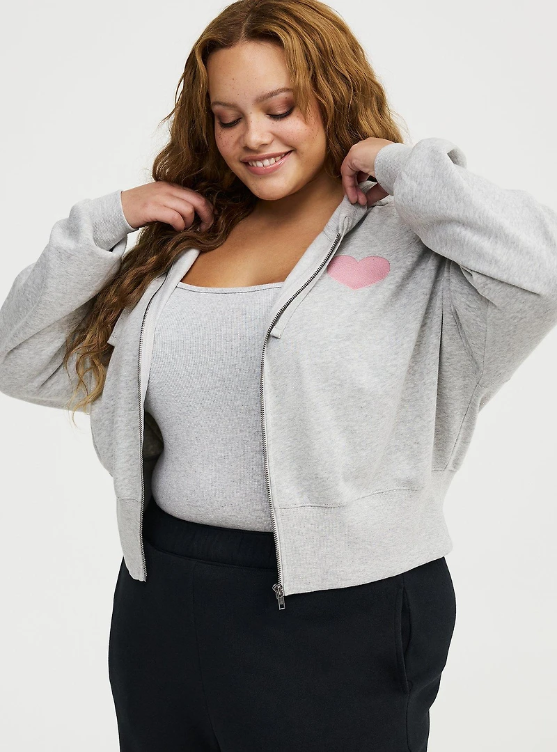 Cozy Fleece Fitted Waist Zip-Up Hoodie