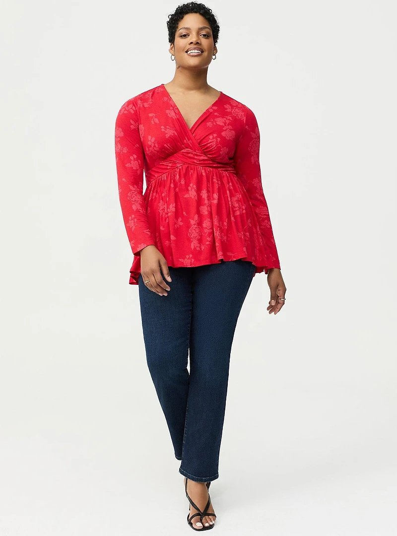 Twist Front Slinky Babydoll Tunic Top