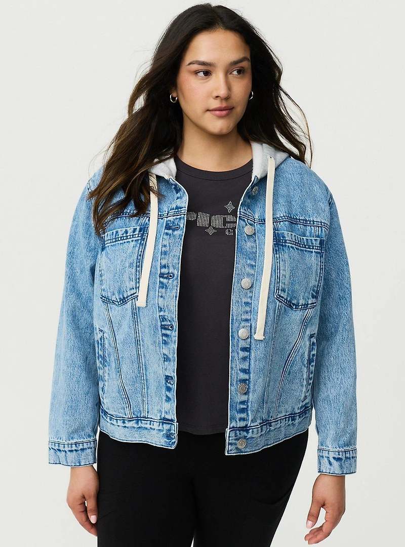 Relaxed Hooded Denim Trucker Jacket