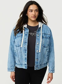 Relaxed Hooded Denim Trucker Jacket