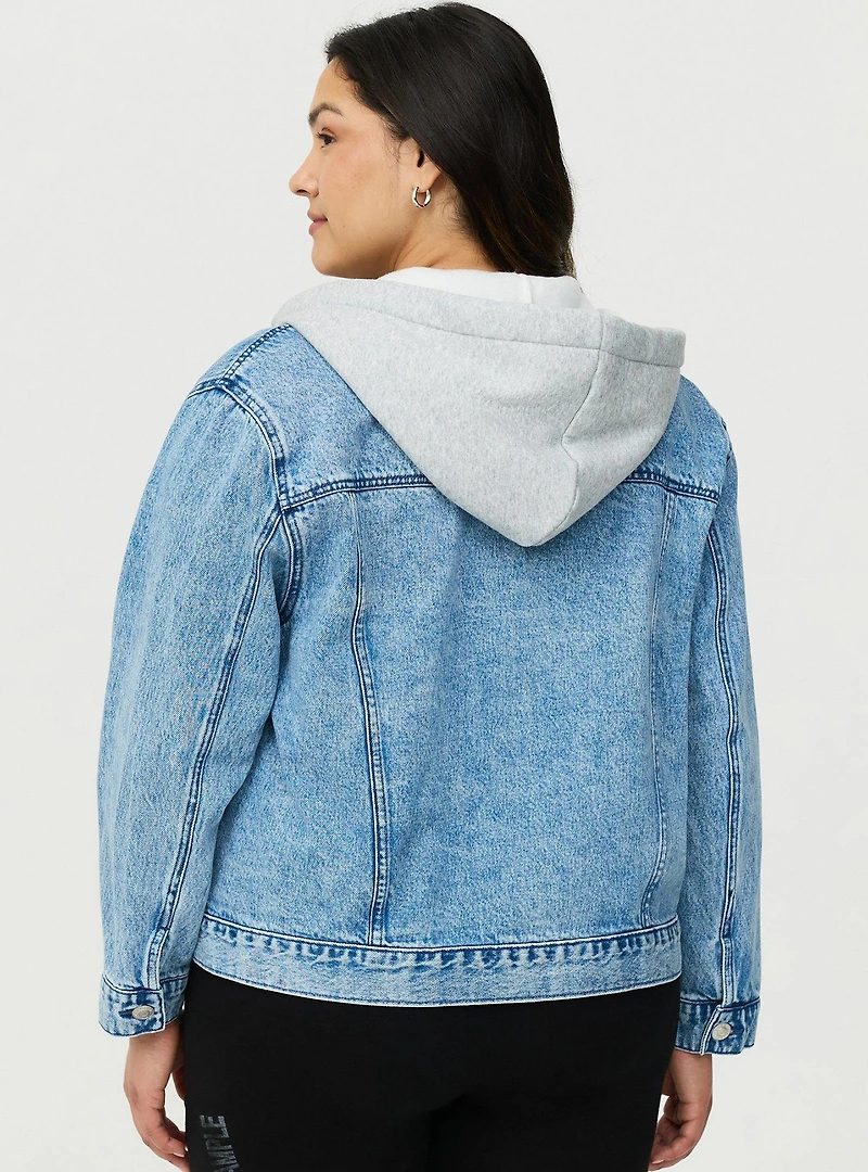 Relaxed Hooded Denim Trucker Jacket