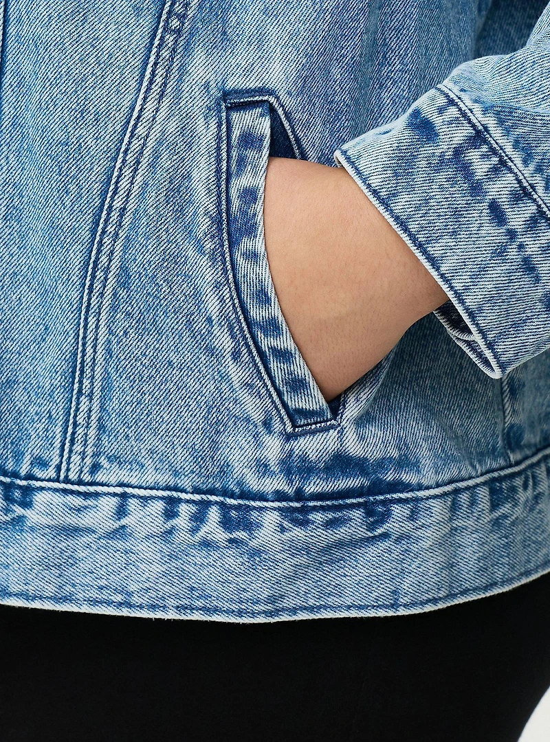 Relaxed Hooded Denim Trucker Jacket