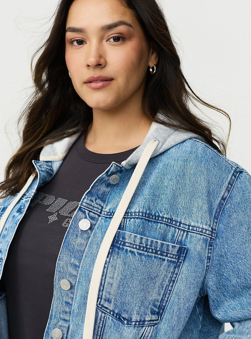 Relaxed Hooded Denim Trucker Jacket