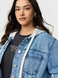 Relaxed Hooded Denim Trucker Jacket