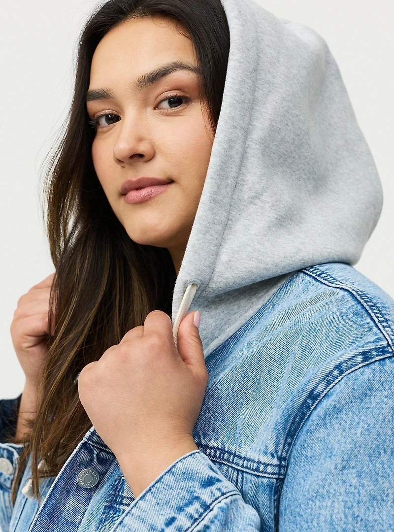 Relaxed Hooded Denim Trucker Jacket
