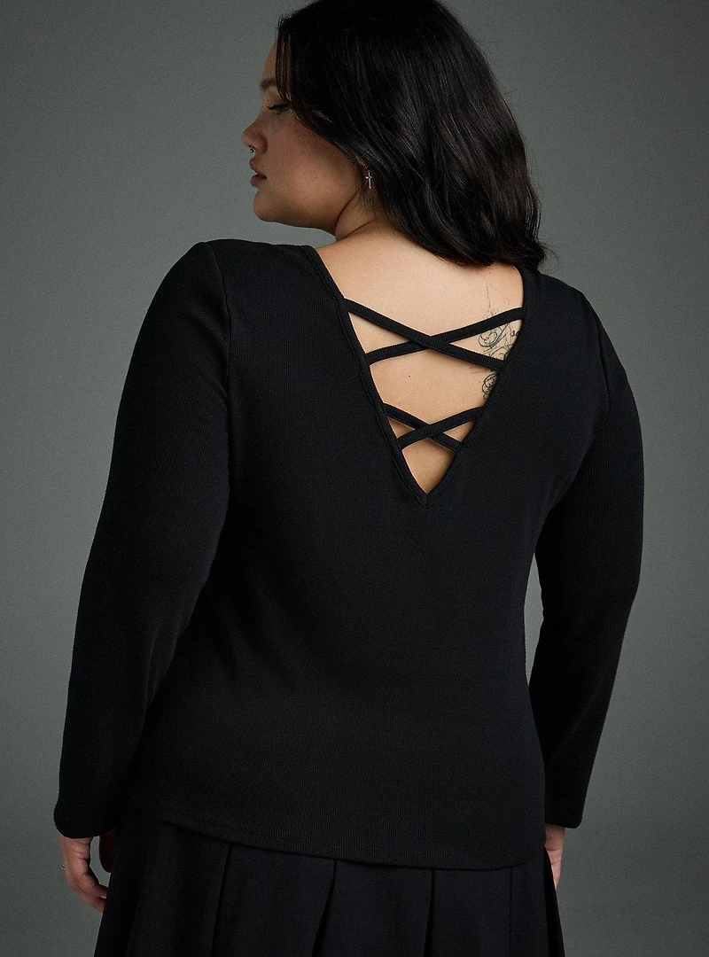 Nightfall Lace-Front O-Ring Crop Top