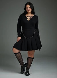 Nightfall Lace-Front O-Ring Crop Top