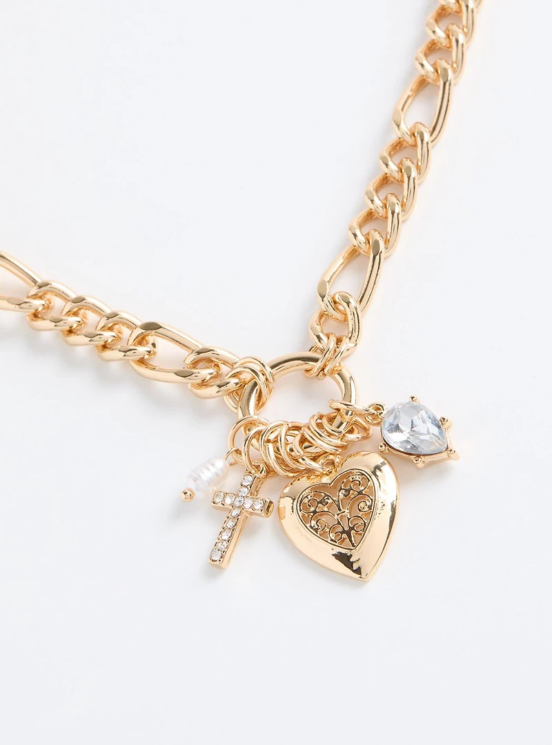 Link Heart Charm Necklace