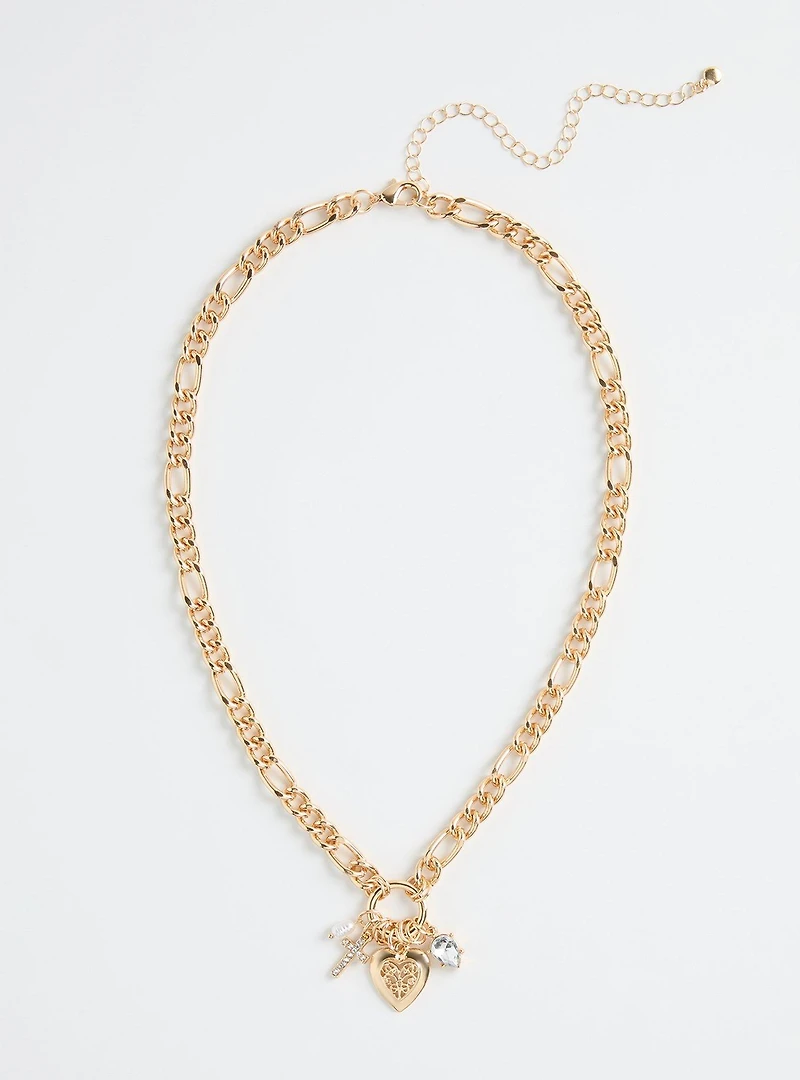 Link Heart Charm Necklace