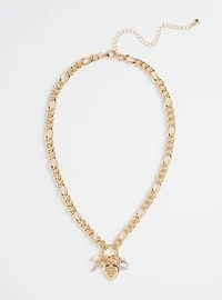 Link Heart Charm Necklace