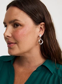 Rhinestone Drop Hoop Earrings