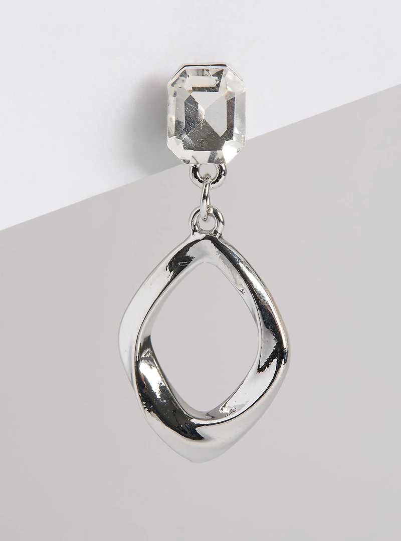 Rhinestone Drop Hoop Earrings