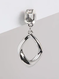 Rhinestone Drop Hoop Earrings