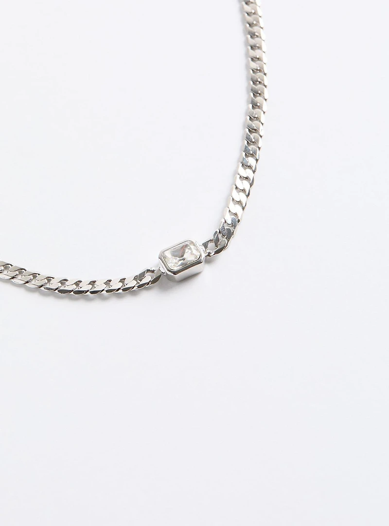 Rhinestone Curb Chain Necklace