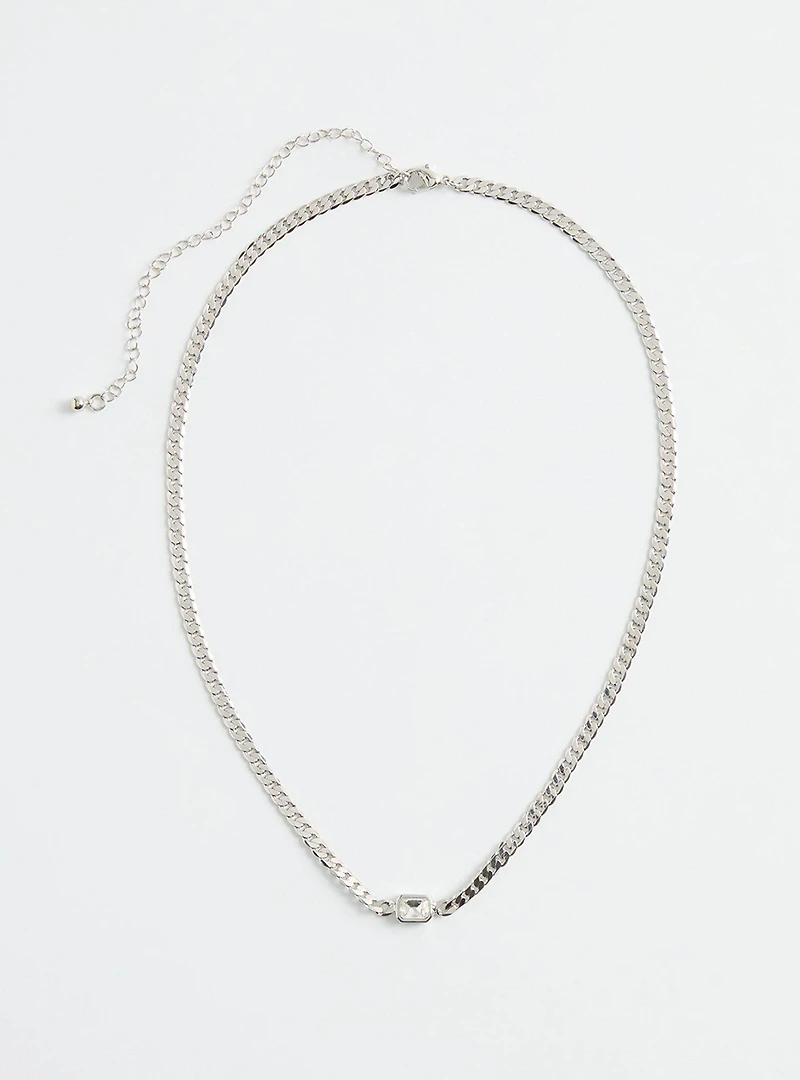 Rhinestone Curb Chain Necklace