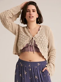 Festi Cropped Tie Front Cardigan