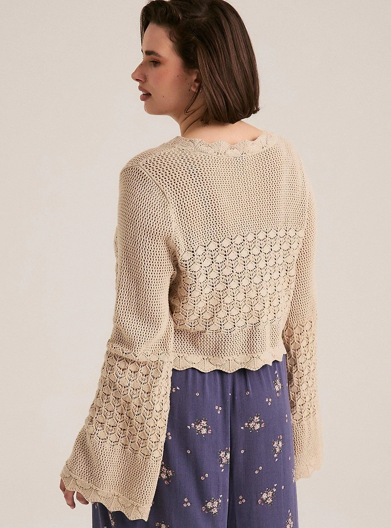 Festi Cropped Tie Front Cardigan