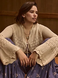 Festi Cropped Tie Front Cardigan