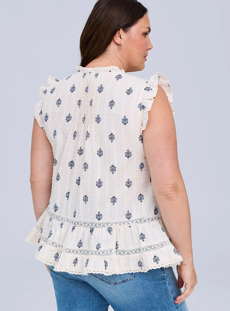 Belle Isle Pintuck Ruffle Top