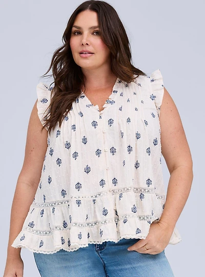 Belle Isle Pintuck Ruffle Top
