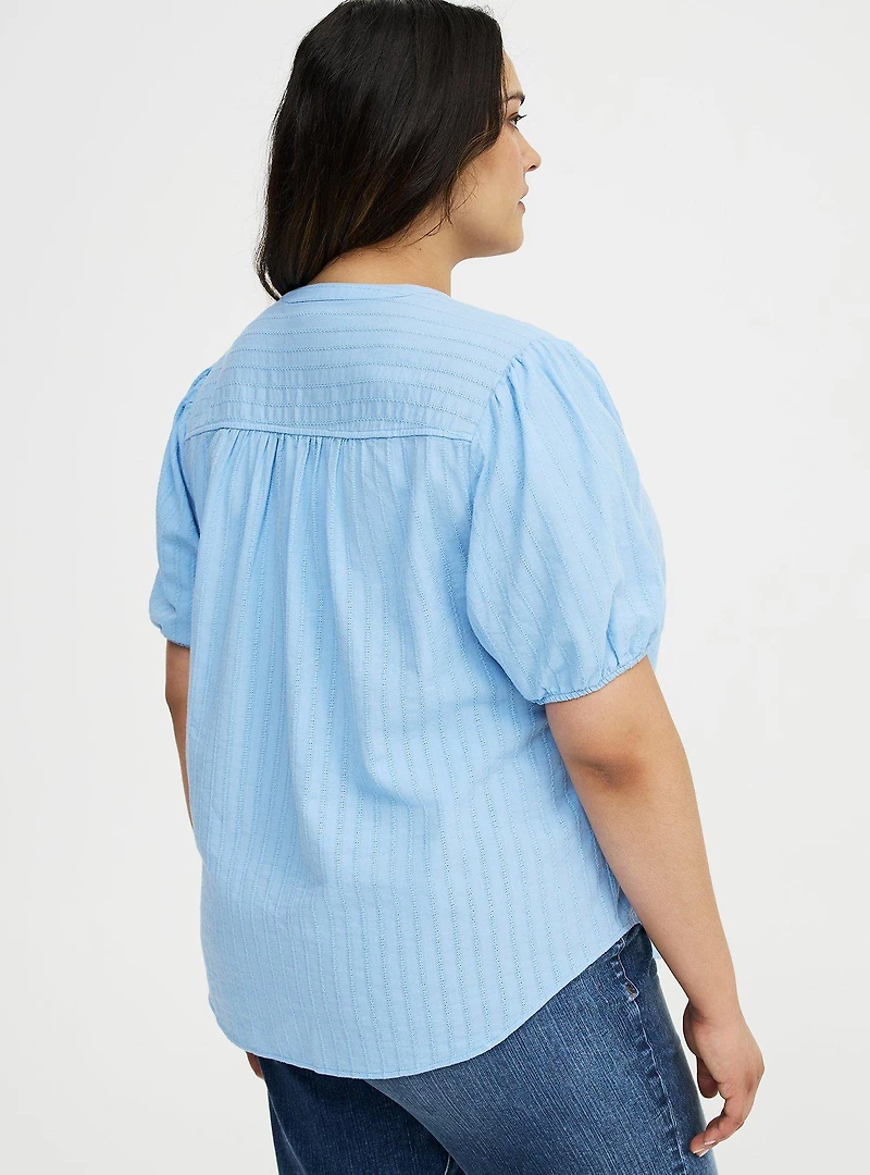 Puff Sleeve Button Front Top