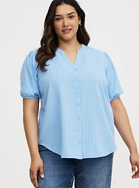 Puff Sleeve Button Front Top