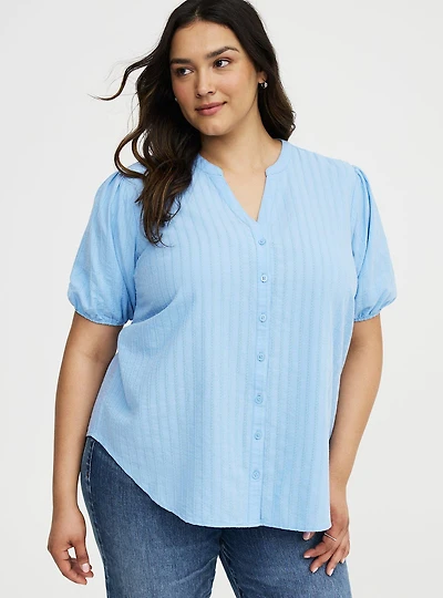 Puff Sleeve Button Front Top