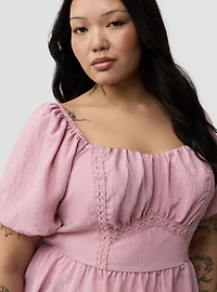 Lace Trim Peplum Top