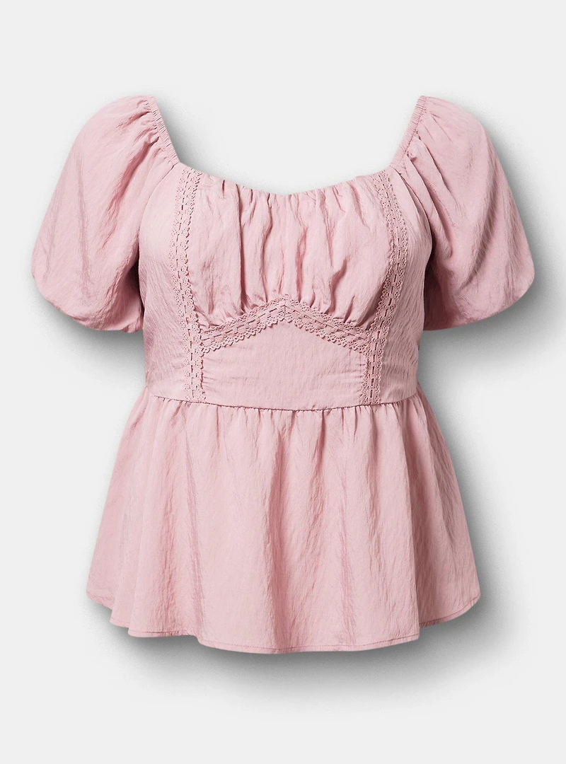 Lace Trim Peplum Top