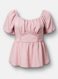 Lace Trim Peplum Top