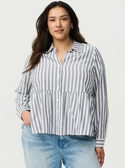 Button-Down Peplum Shirt