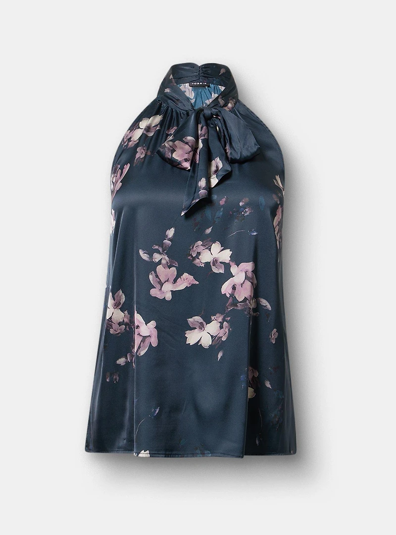 Satin Goddess Tie Neck Top