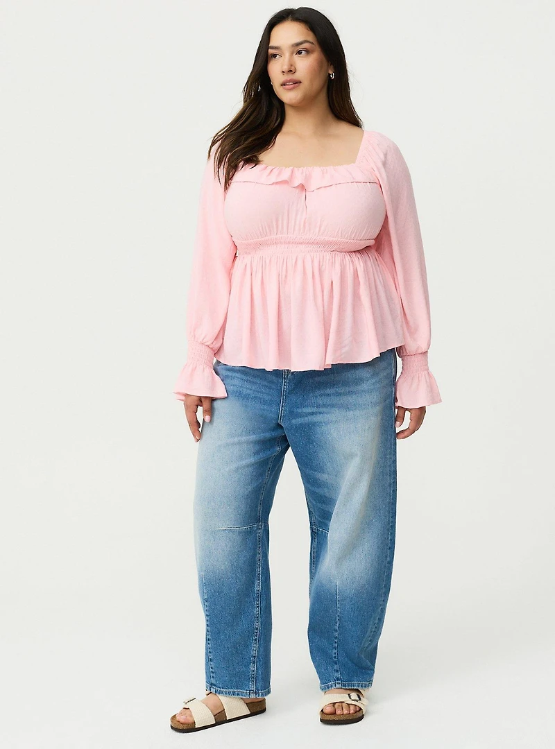 Ruffle Smocked Waist Top