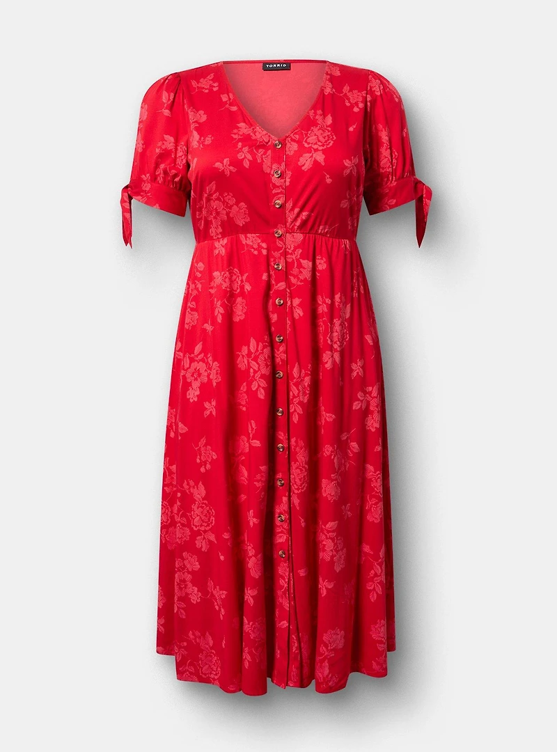 Button Down Challis Midi Dress