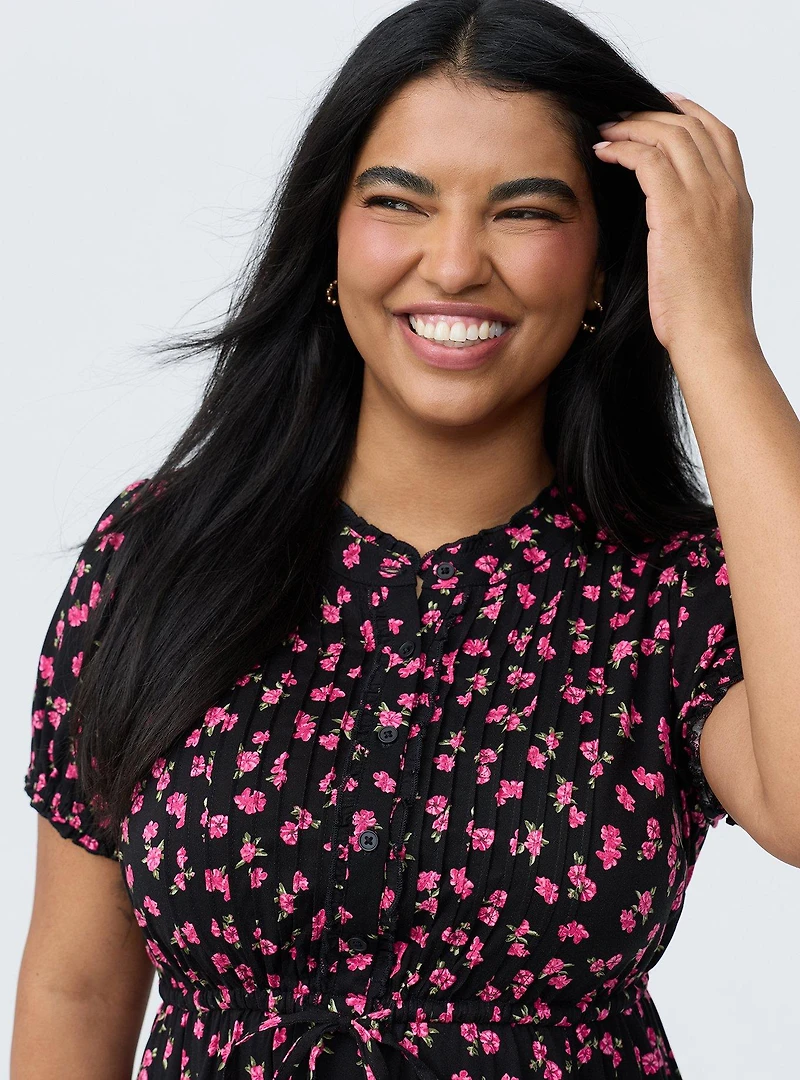 Tiered Challis Mini Dress