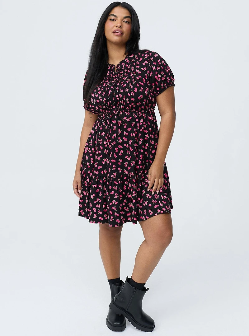 Tiered Challis Mini Dress