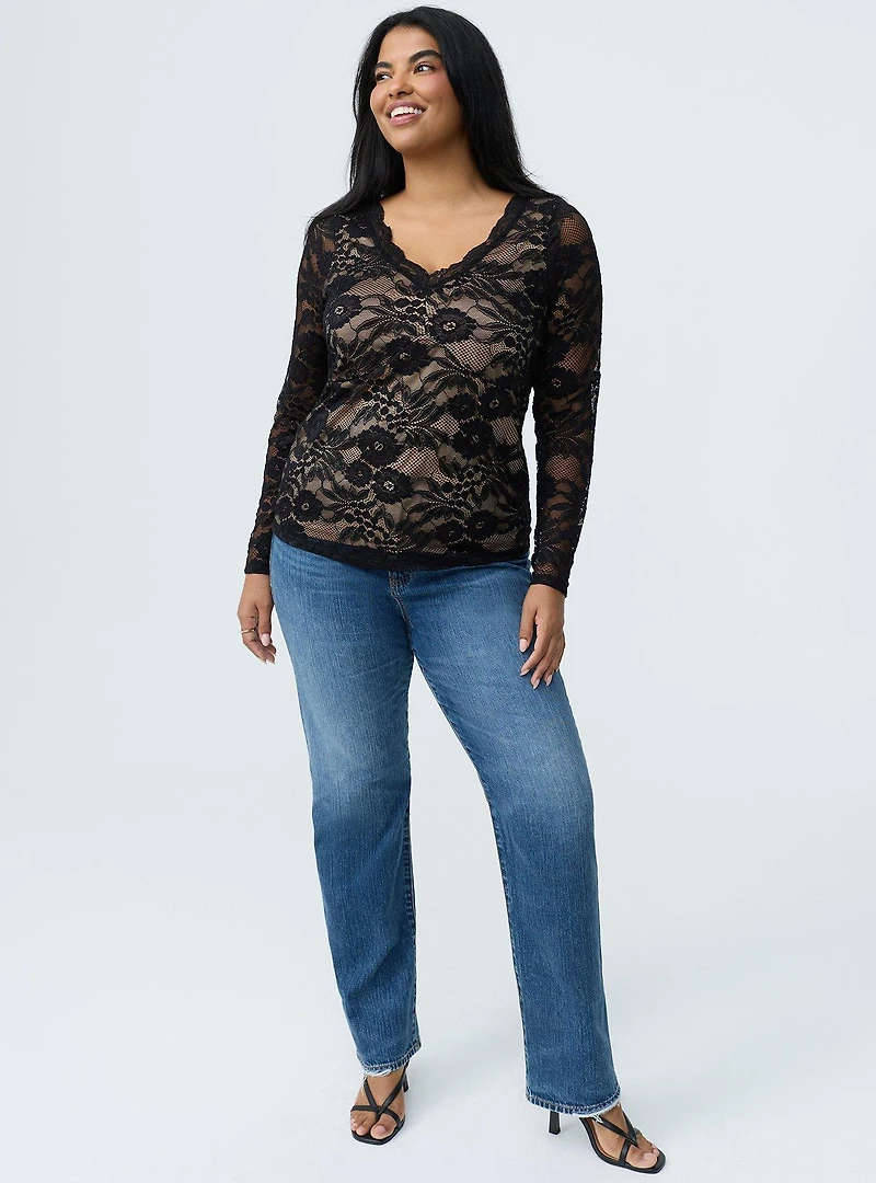 Stretch Lace Long Sleeve Top