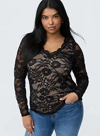Stretch Lace Long Sleeve Top