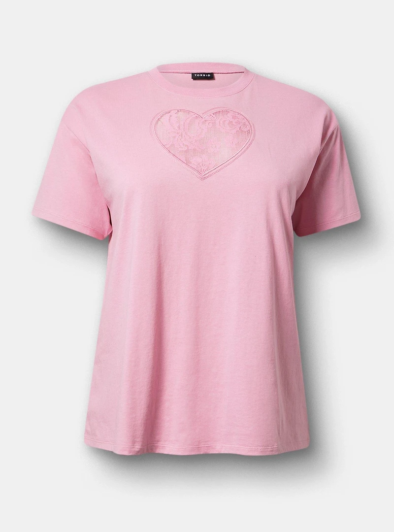 Heart Cutout Cotton Relaxed Crew Tee