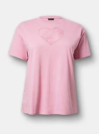 Heart Cutout Cotton Relaxed Crew Tee