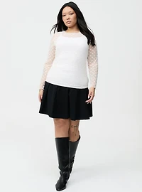 Sheer Mesh Swiss Dot & Heart Crew Top