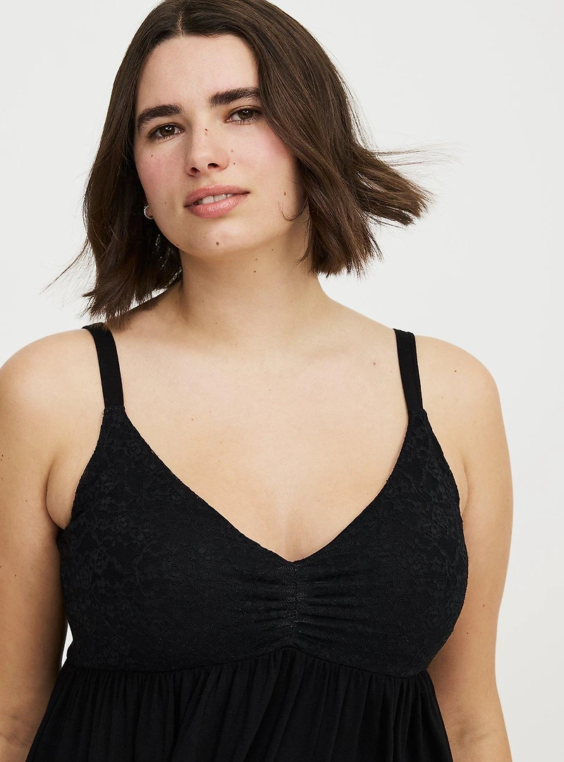 Super Soft Lace Bodice Babydoll Sleep Gown