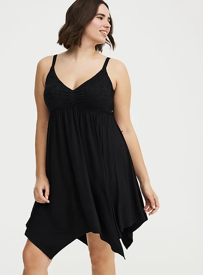 Super Soft Lace Bodice Babydoll Sleep Gown