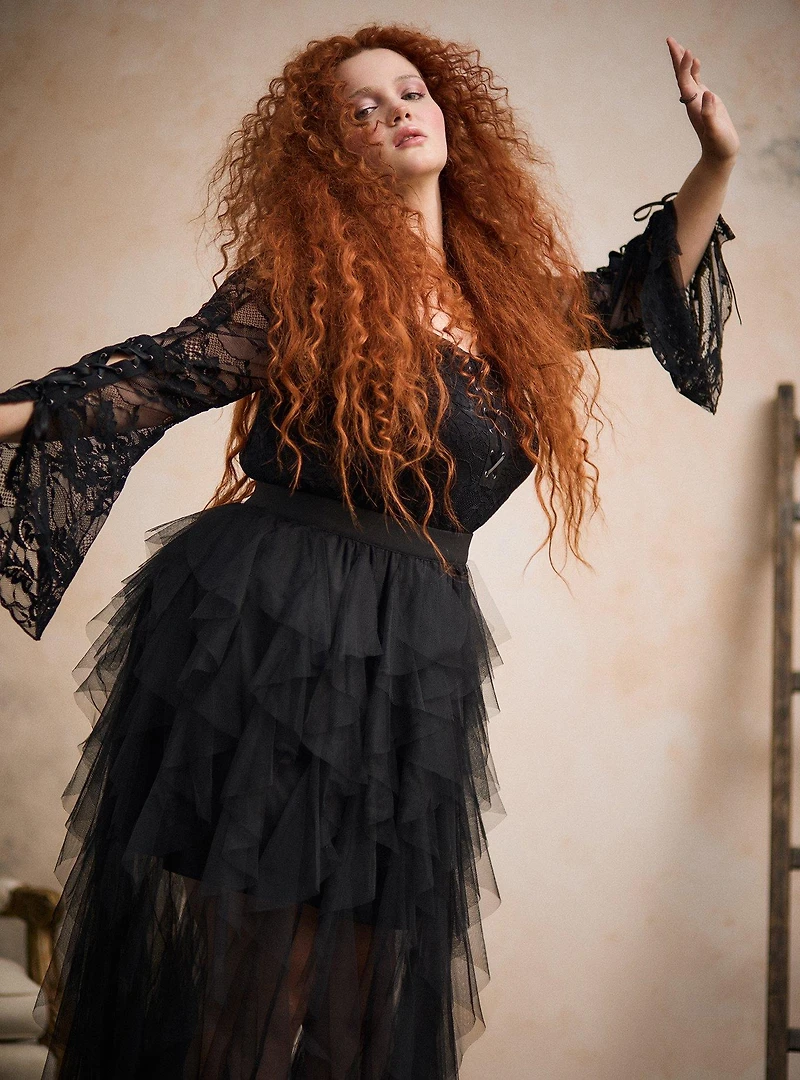 Nightfall Off-Shoulder Bell Sleeve Lace Top