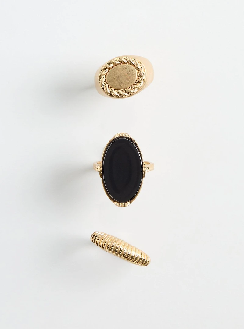 Rope Stone Ring Set